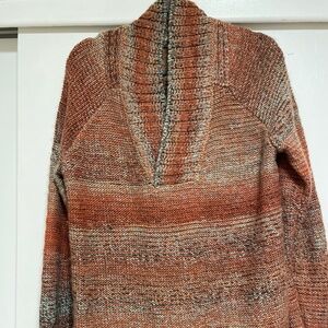 Prana Fall V Neck Coral Burgundy Teal Sweater Medium/Large